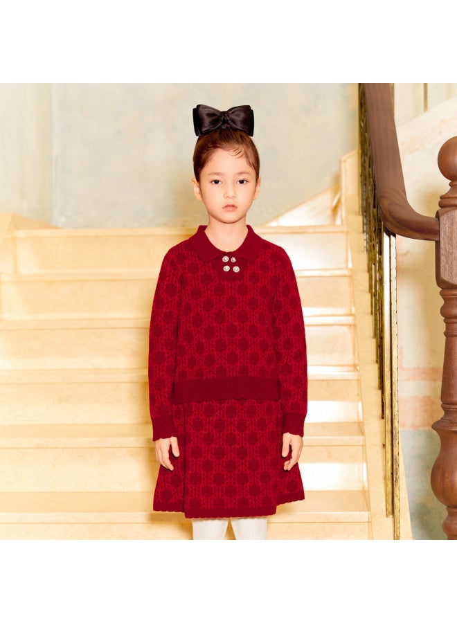 Balabala Premium Collection Spring Wool Long Sleeve Dress Set - New Chinese Style - Image 5