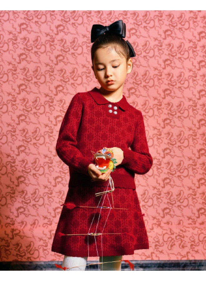 Balabala Premium Collection Spring Wool Long Sleeve Dress Set - New Chinese Style - Image 1