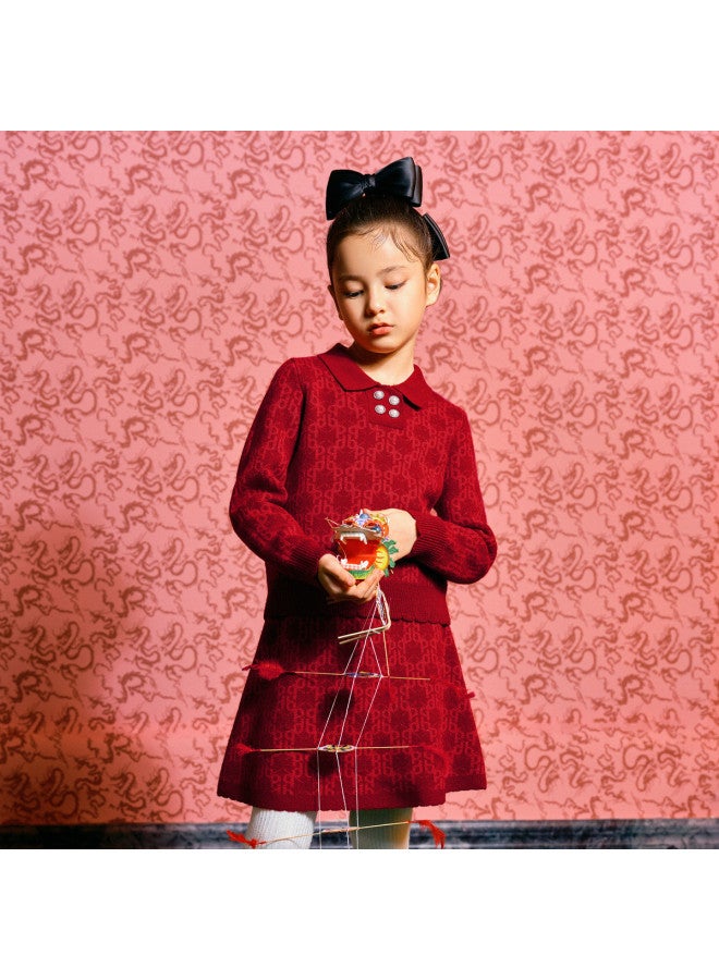 Balabala Premium Collection Spring Wool Long Sleeve Dress Set - New Chinese Style - Image 2