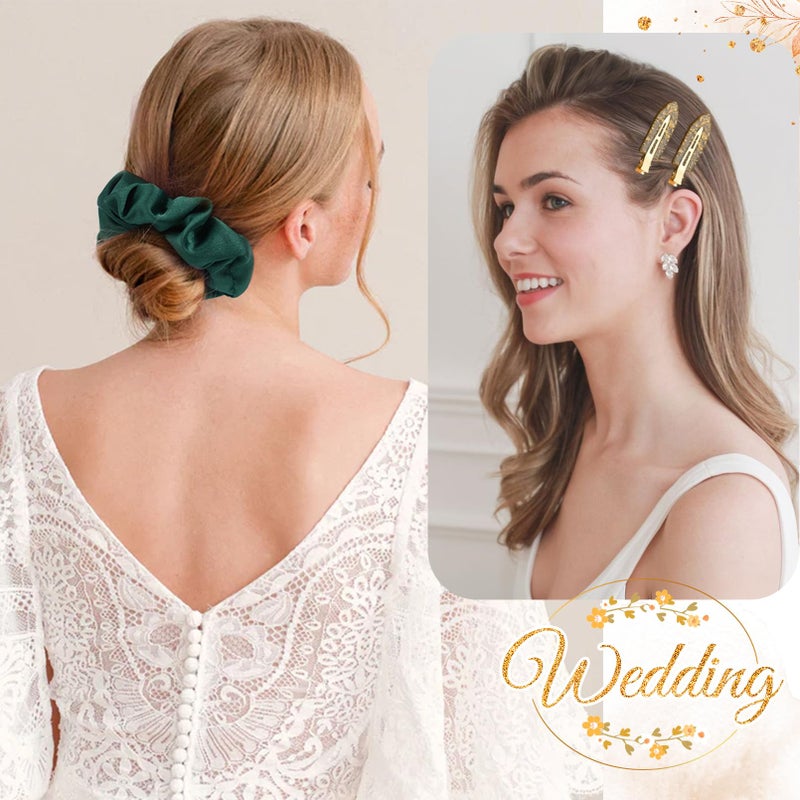Aileam 12 PCS Hair Accessories Bridesmaid Proposal Gifts, Including Gold Glitter Bridesmaid Hair Clips and Silk Satin Soft Bridesmaid Hair Scrunchies, Women's Wedding Favor - Image 4