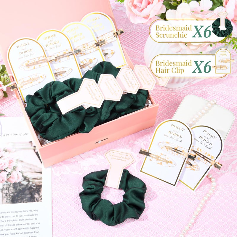 Aileam 12 PCS Hair Accessories Bridesmaid Proposal Gifts, Including Gold Glitter Bridesmaid Hair Clips and Silk Satin Soft Bridesmaid Hair Scrunchies, Women's Wedding Favor - Image 2