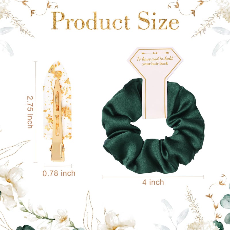 Aileam 12 PCS Hair Accessories Bridesmaid Proposal Gifts, Including Gold Glitter Bridesmaid Hair Clips and Silk Satin Soft Bridesmaid Hair Scrunchies, Women's Wedding Favor - Image 5