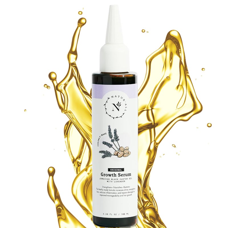 Naturall Jamaican Black Castor Oil Serum with Lavender - Hair Growth Elixir for Curly, Dry & Damaged Hair - Best Strengthening Formula (100ml)