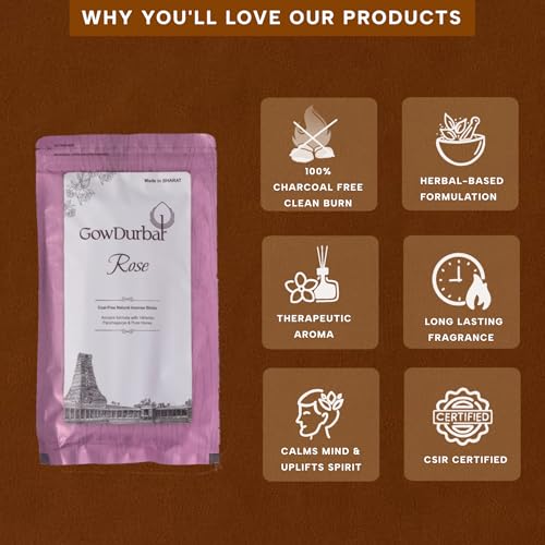 GOW DURBAR GowDurbar Zipper Agarbatti Rose Fragrance 150g (Pack of 2) | Organic Incense Sticks with Panchagavya | Coal-Dust-Free | for Pooja, Yoga & Meditation - Image 3