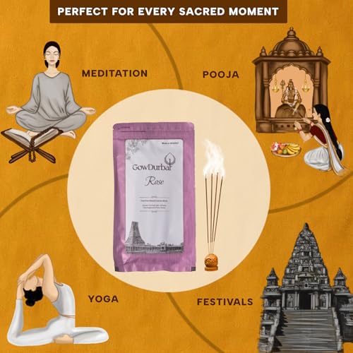 GOW DURBAR GowDurbar Zipper Agarbatti Rose Fragrance 150g (Pack of 2) | Organic Incense Sticks with Panchagavya | Coal-Dust-Free | for Pooja, Yoga & Meditation - Image 5