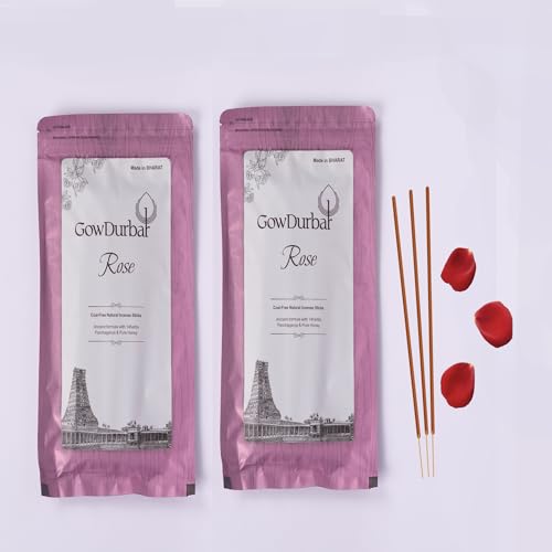 GOW DURBAR GowDurbar Zipper Agarbatti Rose Fragrance 150g (Pack of 2) | Organic Incense Sticks with Panchagavya | Coal-Dust-Free | for Pooja, Yoga & Meditation - Image 1