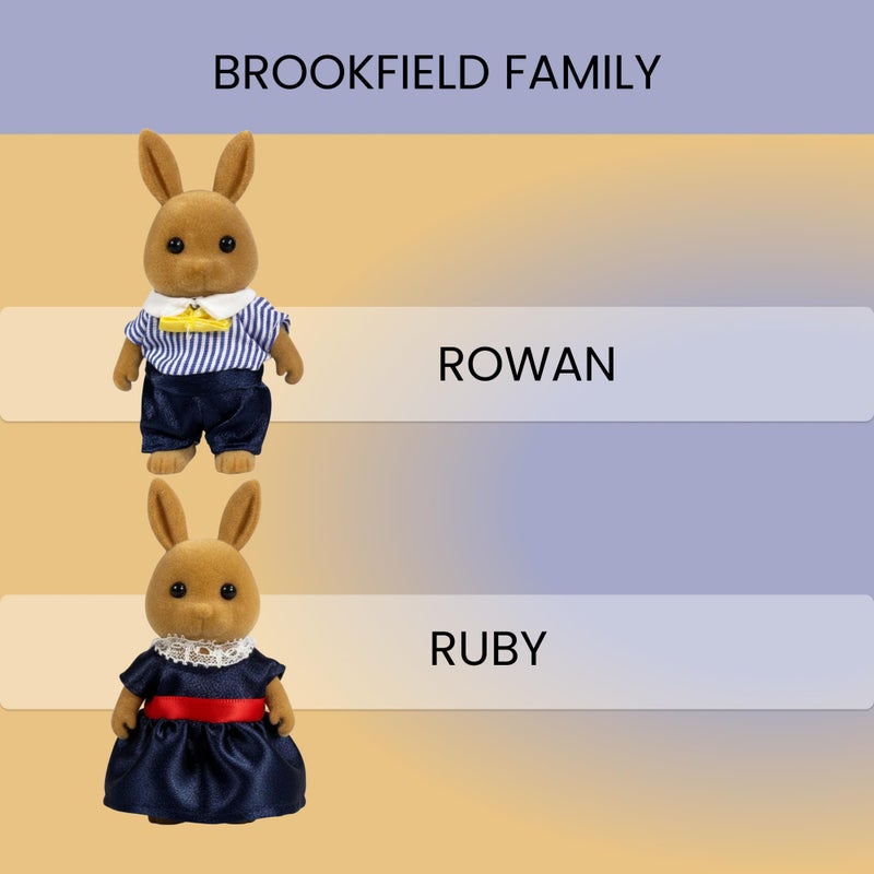 OLEOCA Family Brown Rabbit Figures â€” Set of 2 Collectible Flocked Mini Dolls with Removable Clothes, Miniature Dollhouse Pretend Play Figures for Kids Ages 3+ - Image 4