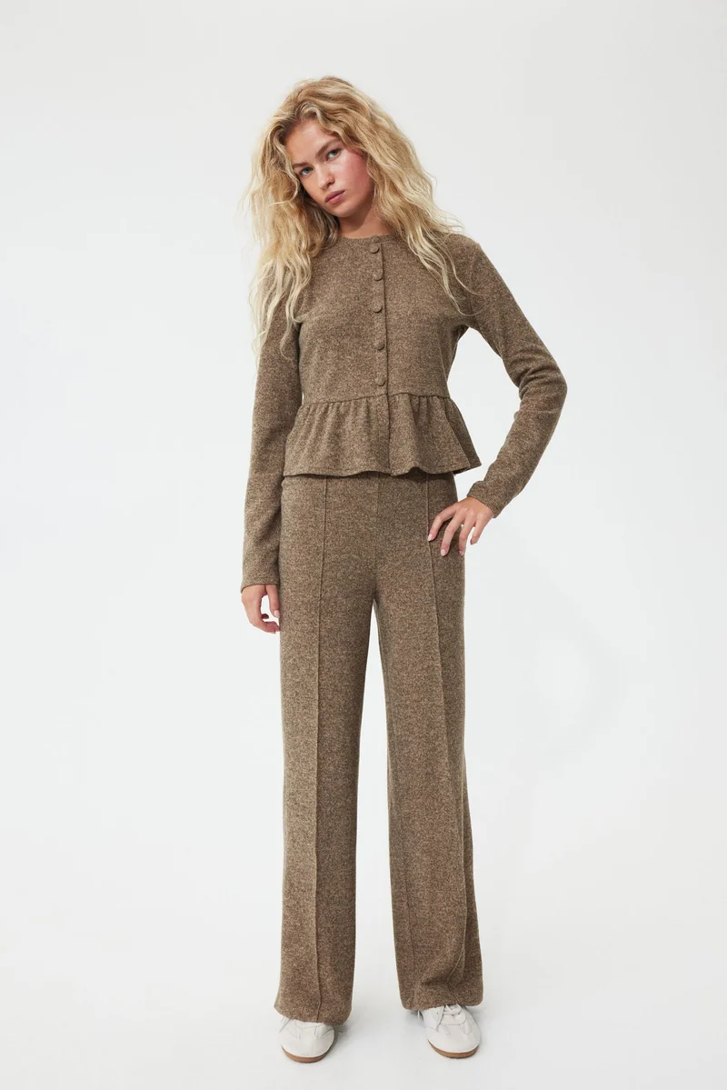H&M Rib-knit crease-leg trousers