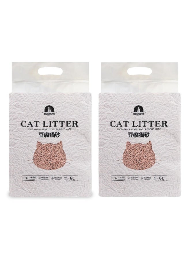Natural Plant Tofu Cat Litter – 6L - Peach ( Pack OF 2 ) - Image 1