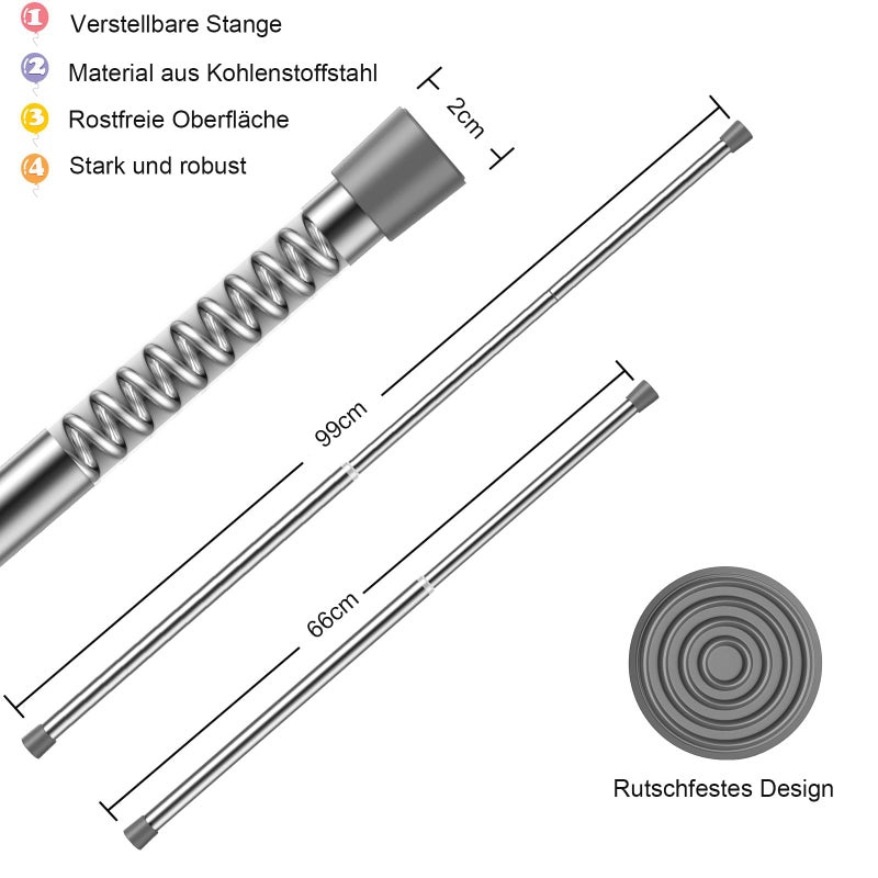 AIZESI 2pcs Spring Tension Rods Adjustable 26 to 39 inch Tension Curtain Rod Small Tension Rod No Drilling Expandable Spring Loaded Curtain Tension Rod,Suitable for Doors and Windows 28 to 36 inch - Image 4