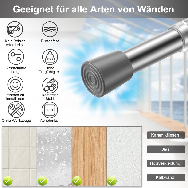 AIZESI 2pcs Spring Tension Rods Adjustable 26 to 39 inch Tension Curtain Rod Small Tension Rod No Drilling Expandable Spring Loaded Curtain Tension Rod,Suitable for Doors and Windows 28 to 36 inch - Image 2