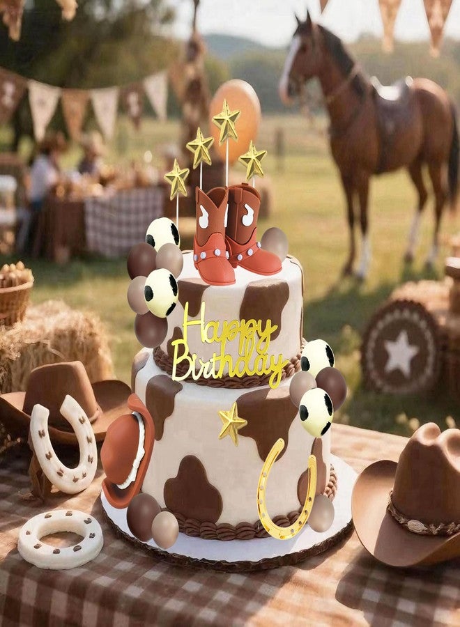 Tyotrbs Cowboy Rodeo Cake Topper 25Pcs Cowboy Cake Topper Western Cake Decorations Cowboy Hat and Boot Balls Cake Decorations Western Cowboy Birthday Baby Shower Party Decorations - Image 4