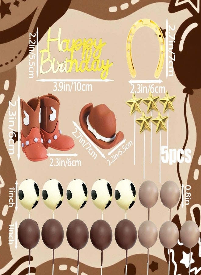 Tyotrbs Cowboy Rodeo Cake Topper 25Pcs Cowboy Cake Topper Western Cake Decorations Cowboy Hat and Boot Balls Cake Decorations Western Cowboy Birthday Baby Shower Party Decorations - Image 3