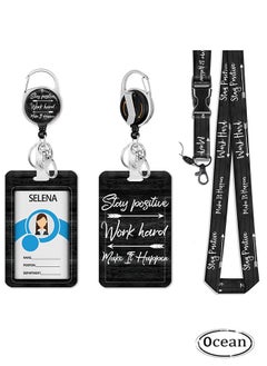 Ocean Retractable Badge Holders with Detachable Lanyard, Funny Id Card Holder Keychain Vertical ID Protector Clips, Fashionable Name Tags Clips with Heavy Duty Badge Reel  - Image 1