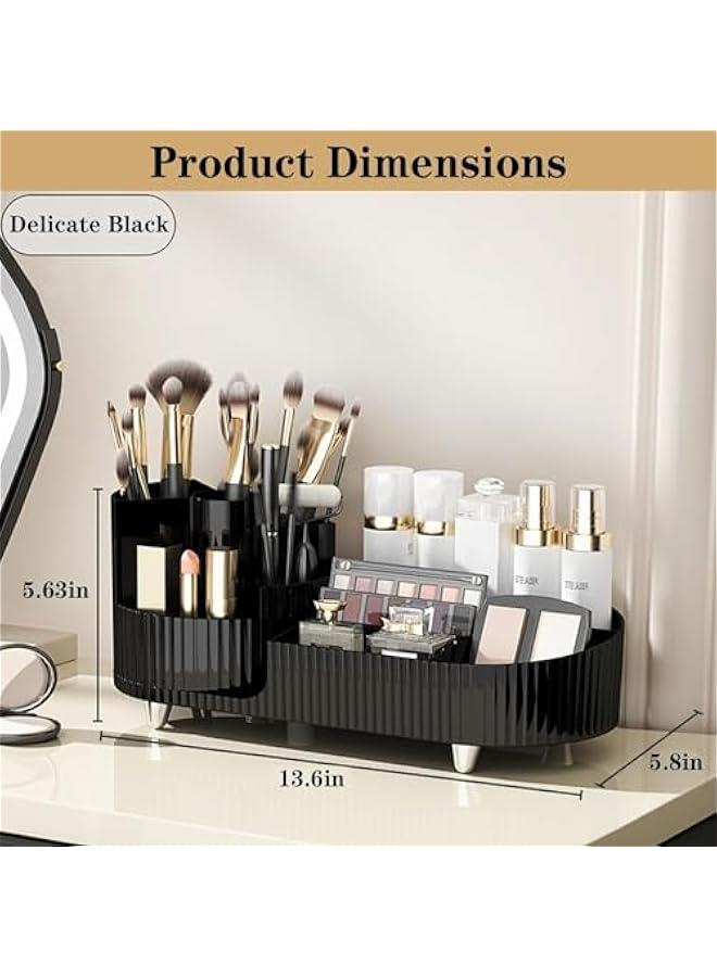هوكور منظم مكياج دوار من دوركو، حقيبة عرض مستحضرات التجميل بسعة كبيرة، يسهل حمل جميع منتجات المكياج الخاصة بك، على الأقل 20 فرشاة مكياج/محدد العيون، 10 احمر شفاه، 8 منتجات للعناية بالبشرة (اسود) - Image 3