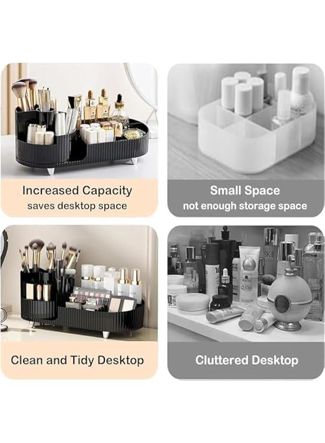 هوكور منظم مكياج دوار من دوركو، حقيبة عرض مستحضرات التجميل بسعة كبيرة، يسهل حمل جميع منتجات المكياج الخاصة بك، على الأقل 20 فرشاة مكياج/محدد العيون، 10 احمر شفاه، 8 منتجات للعناية بالبشرة (اسود) - Image 4