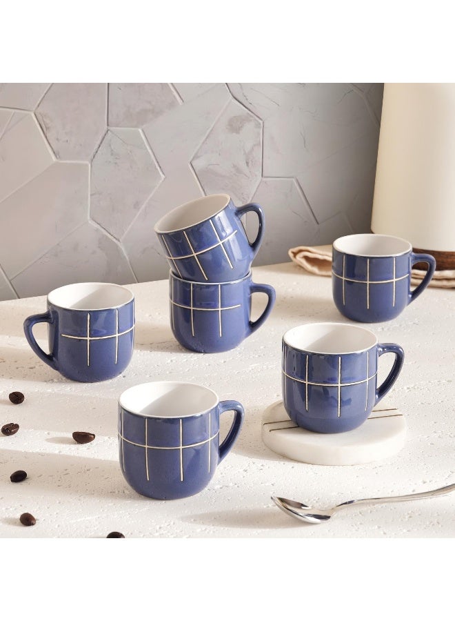 Pan Home Marti 6-Piece Stoneware Espresso Mug Set 140ml -Blue - Image 2