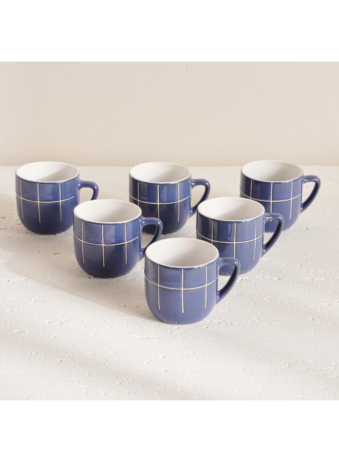 Pan Home Marti 6-Piece Stoneware Espresso Mug Set 140ml -Blue - Image 1