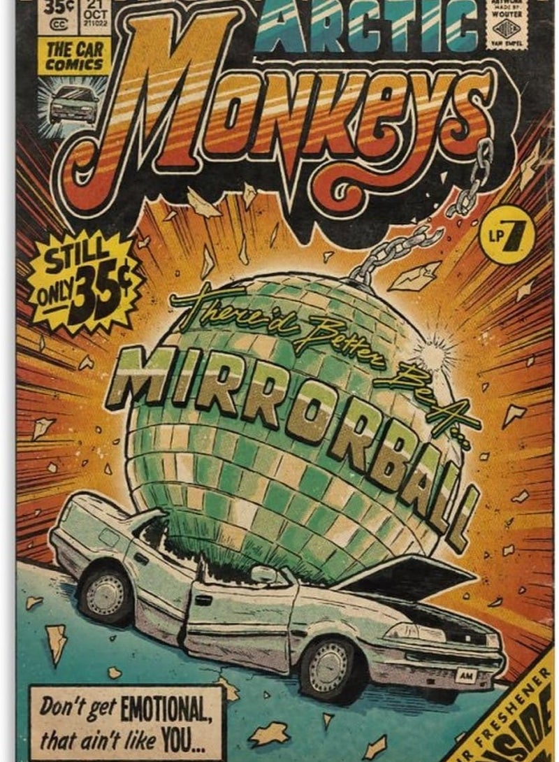 مؤسسة فكرة اليوم ملصق Mirrorball Arctic Monkeys Vintage Posters لغرفة المعيشة، لوحة فنية جدارية من القماش، ديكور غرفة النوم، مقاس 16 × 24 بوصة (40 × 60 سم) - Image 1