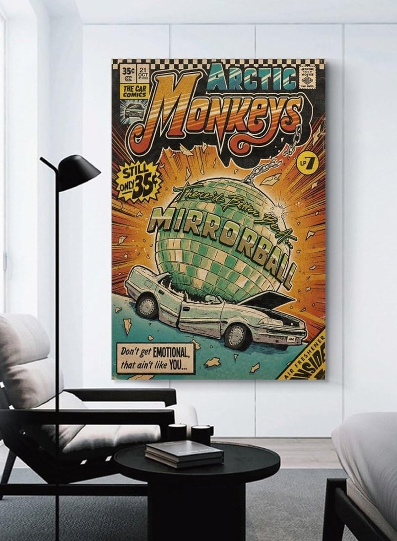 مؤسسة فكرة اليوم ملصق Mirrorball Arctic Monkeys Vintage Posters لغرفة المعيشة، لوحة فنية جدارية من القماش، ديكور غرفة النوم، مقاس 16 × 24 بوصة (40 × 60 سم) - Image 2