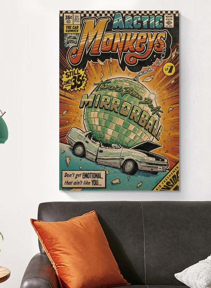 مؤسسة فكرة اليوم ملصق Mirrorball Arctic Monkeys Vintage Posters لغرفة المعيشة، لوحة فنية جدارية من القماش، ديكور غرفة النوم، مقاس 16 × 24 بوصة (40 × 60 سم) - Image 3