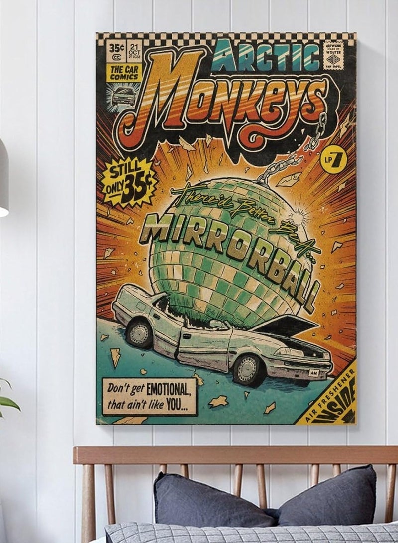 مؤسسة فكرة اليوم ملصق Mirrorball Arctic Monkeys Vintage Posters لغرفة المعيشة، لوحة فنية جدارية من القماش، ديكور غرفة النوم، مقاس 16 × 24 بوصة (40 × 60 سم) - Image 4