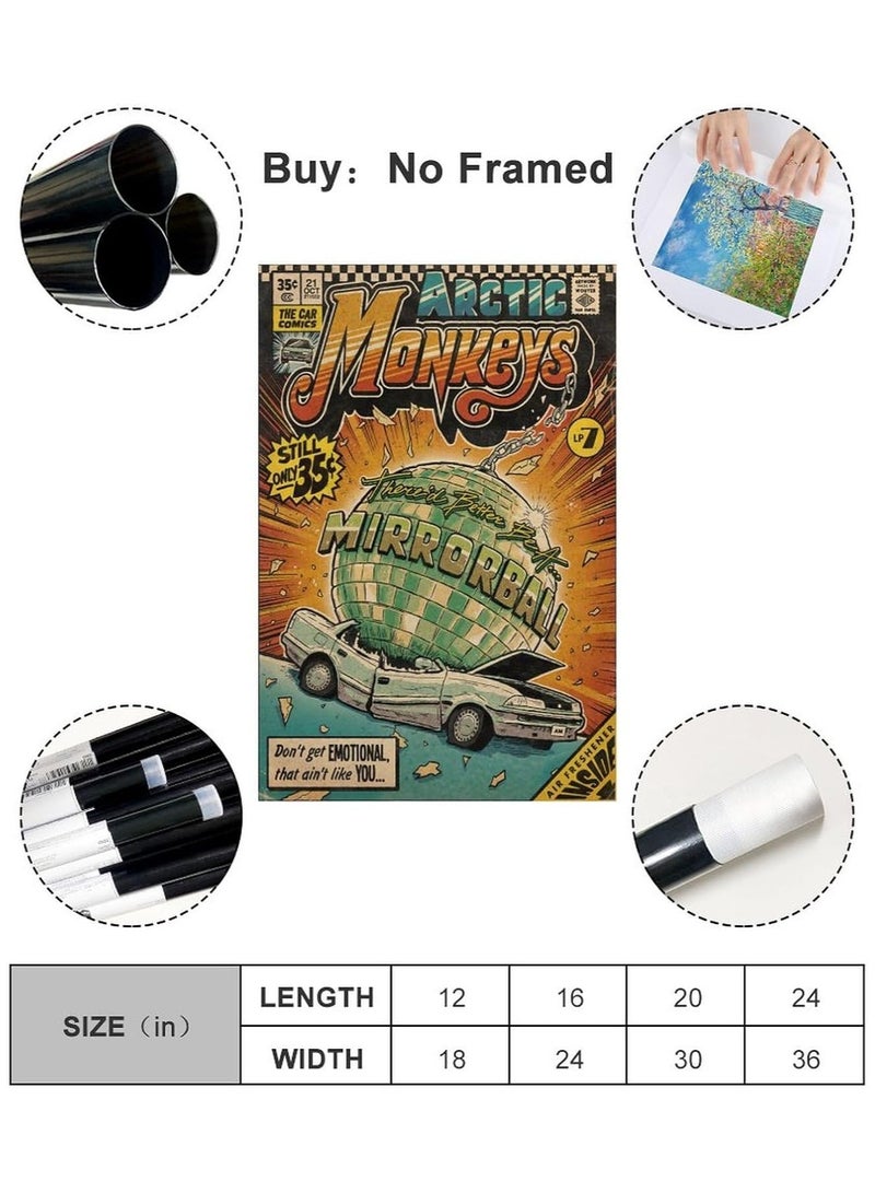مؤسسة فكرة اليوم ملصق Mirrorball Arctic Monkeys Vintage Posters لغرفة المعيشة، لوحة فنية جدارية من القماش، ديكور غرفة النوم، مقاس 16 × 24 بوصة (40 × 60 سم) - Image 5