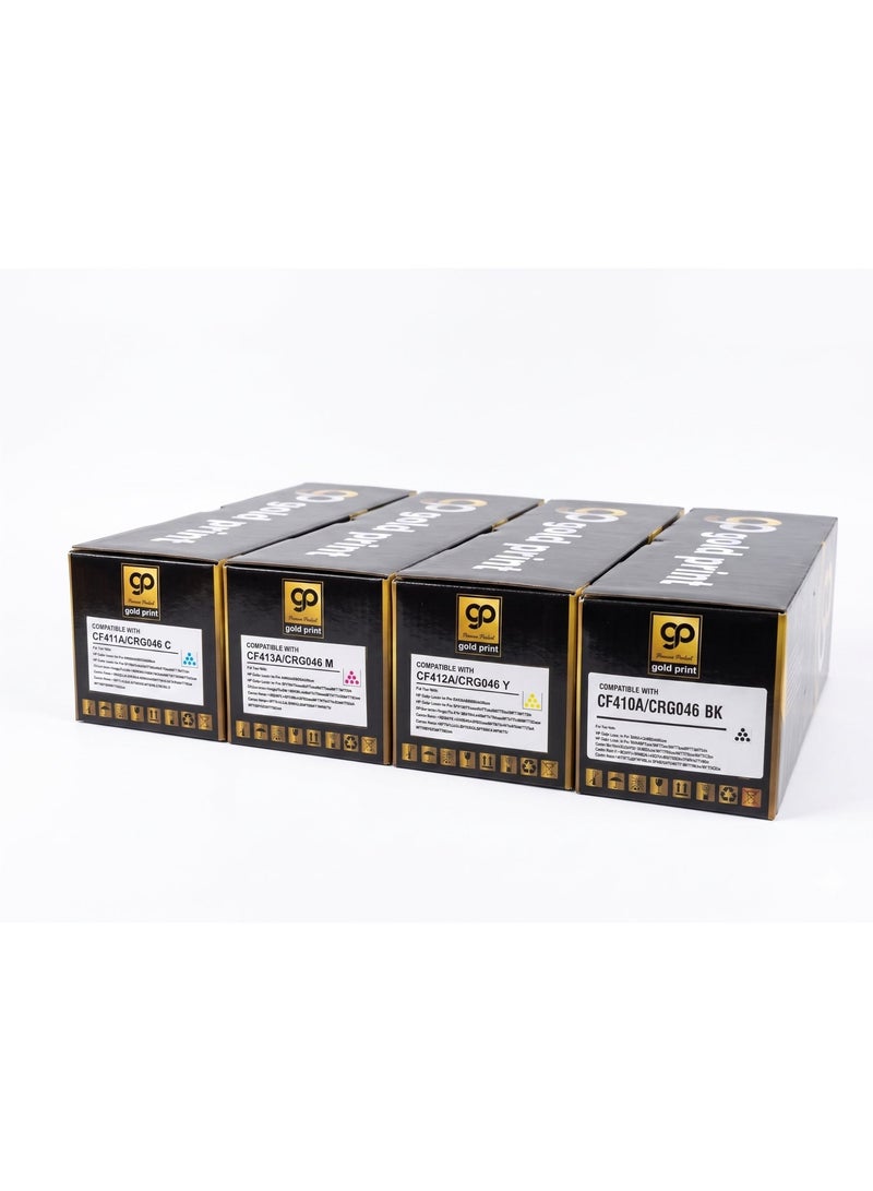 طباعة الذهب Gold Print Premium Toner Cartridge Universal Toner CF410A  CRG046 Pack, Compatible for HP Color LaserJet Pro M452dw, 452dn, 452nw, HP Color LaserJet Pro MFPM477fnw, M477fdn, M477fdw, MFP M377dw, Canon Color imageCLASS LBP654Cdw, MF735Cdw, MF731Cdw, MF733Cdw, Canon Color I-SENSYS LBP654Cx, 653Cdw, MF732Cdw, 734Cdw, 735Cx, Canon Satera MF731Cdw, LBP654C, LBP652C, LBP651C, MF735Cdw, MF733Cdw, HP Color For Use With: HP LaserJet Enterprise and Canon printer (Japan Powder) - Image 3