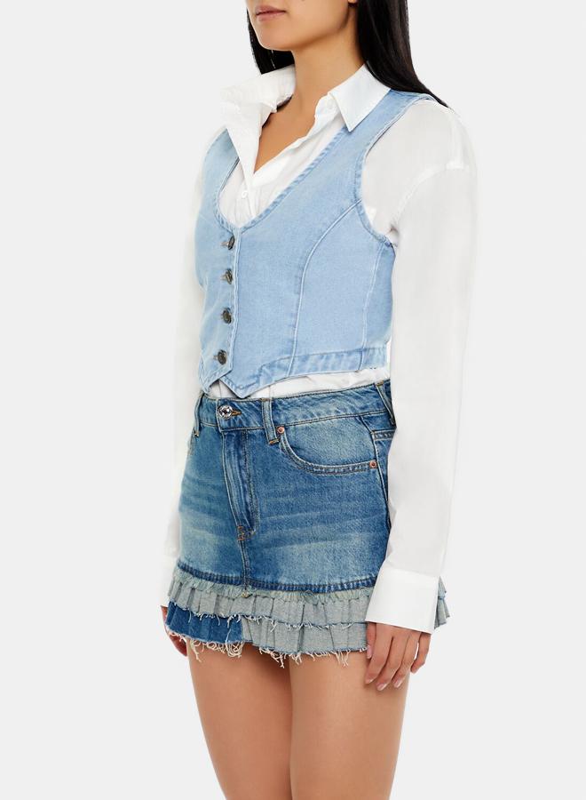 FOREVER 21 Denim Cropped Vest  - Image 3