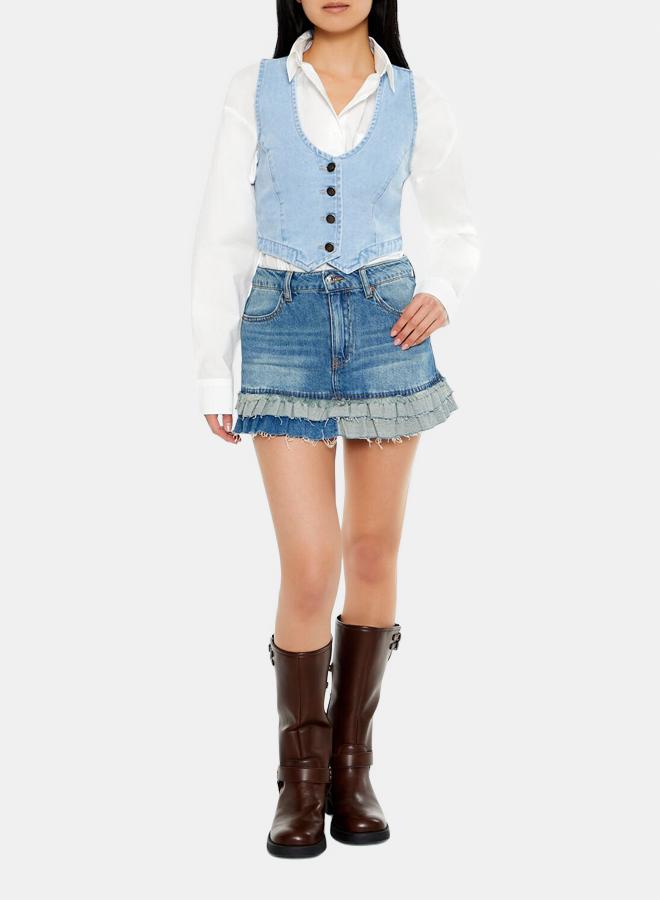 FOREVER 21 Denim Cropped Vest  - Image 4