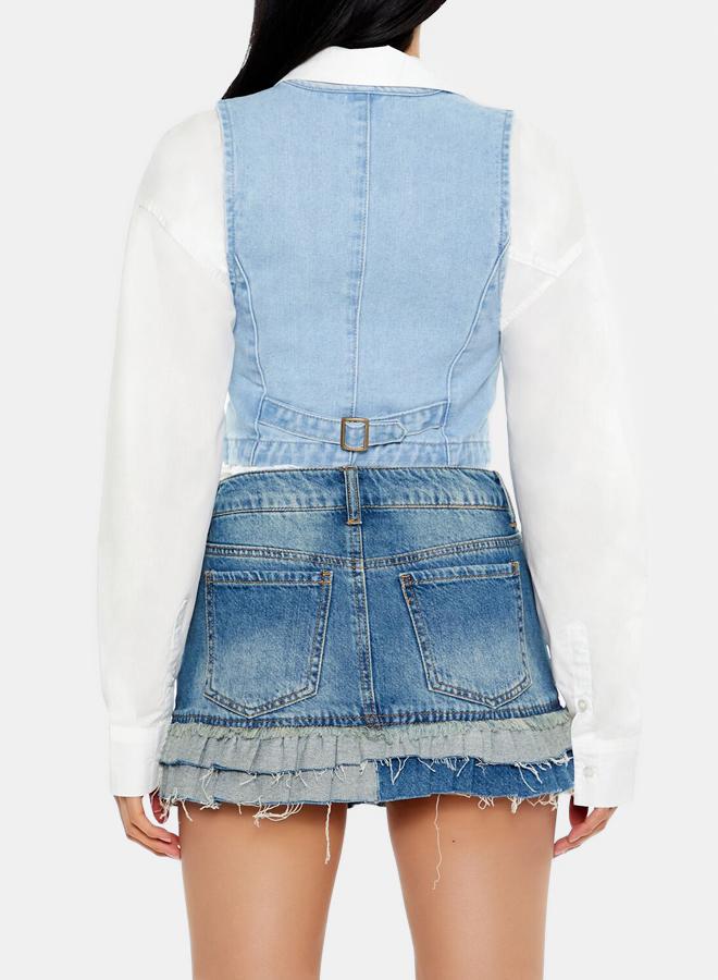 FOREVER 21 Denim Cropped Vest  - Image 5
