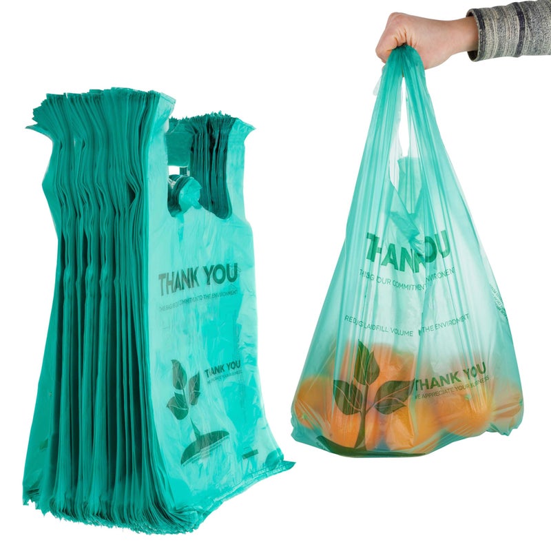 Stock Your Home Stock Your Home Eco Grocery Bags 100 Count Grocery Bags  Reusable Supermarket Thank You Shopping Bags Recyclable T Shirt Bags Small Trash Can Bags 