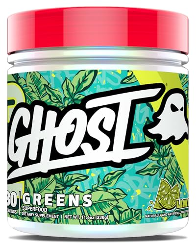 GHOST Greens Powder Lime 30 Servings 19 Superfood Greens Reds Powder Fruits Vegetables Spirulina Chlorella Prebiotics 10 Billion CFU Probiotic Digestive Enzymes GlutenFree