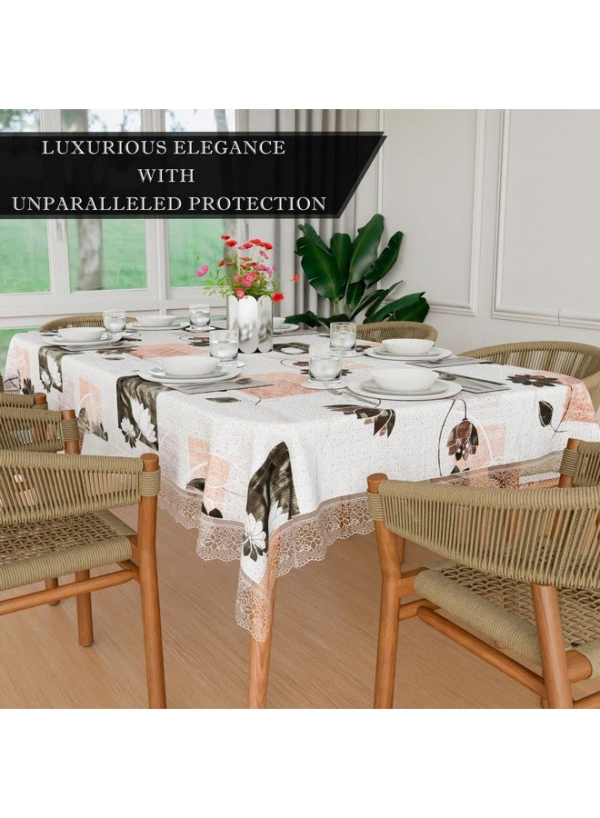 Kuber Industries Dining Table Cover | 60x90 Inch | PVC Table Cloth | 6 Seater Dining Table | Kitchen Table Cover | Waterproof Table Cover | Table Cloth for Dining Table | Brown Gulab | Cream - Image 4