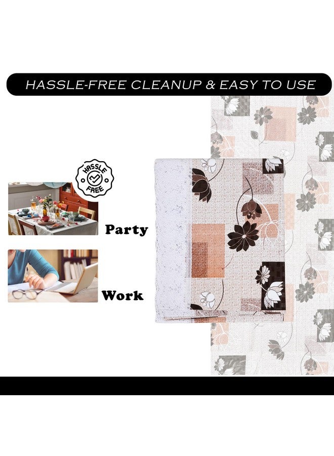 Kuber Industries Dining Table Cover | 60x90 Inch | PVC Table Cloth | 6 Seater Dining Table | Kitchen Table Cover | Waterproof Table Cover | Table Cloth for Dining Table | Brown Gulab | Cream - Image 5