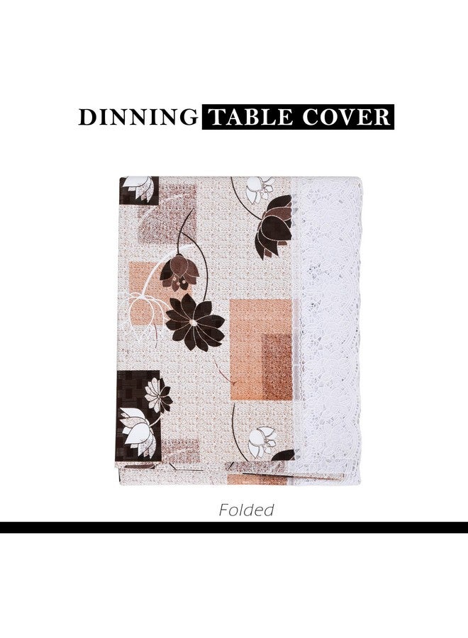 Kuber Industries Dining Table Cover | 60x90 Inch | PVC Table Cloth | 6 Seater Dining Table | Kitchen Table Cover | Waterproof Table Cover | Table Cloth for Dining Table | Brown Gulab | Cream - Image 2
