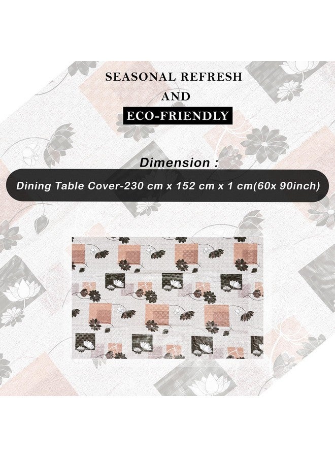 Kuber Industries Dining Table Cover | 60x90 Inch | PVC Table Cloth | 6 Seater Dining Table | Kitchen Table Cover | Waterproof Table Cover | Table Cloth for Dining Table | Brown Gulab | Cream - Image 3