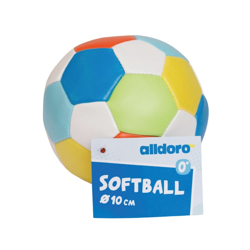 alldoro Mini Softball 10cm Colourful Soccer Design | 60g Lightweight | PVC with Polyester Filling | Safe First Ball for Toddlers Age 0+ - Image 1