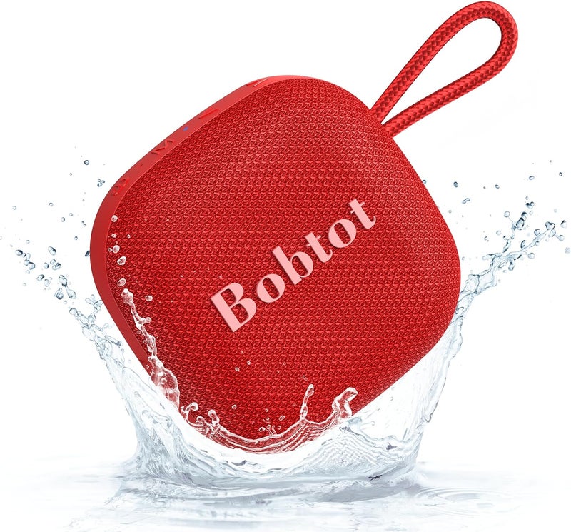 Bobtot Bluetooth Speaker Portable Wireless Speakers - 16 Hours Playtime Waterproof Speaker, Loud Stereo Sound, Mini Speaker with TWS, Built-in Mic, Strap to Carry for Home Travel Sport, Red - Image 1