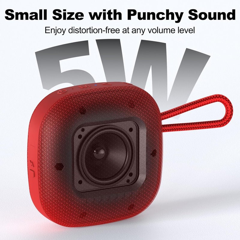 Bobtot Bluetooth Speaker Portable Wireless Speakers - 16 Hours Playtime Waterproof Speaker, Loud Stereo Sound, Mini Speaker with TWS, Built-in Mic, Strap to Carry for Home Travel Sport, Red - Image 2