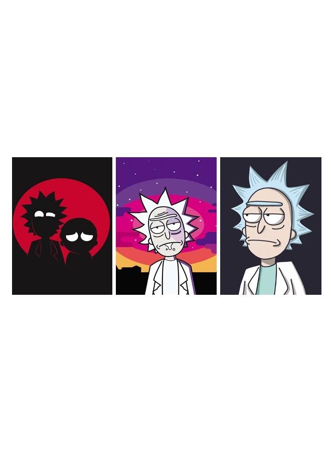 Marktna Decorative Wall Art Painting with Rick and Morty Series Design 3 Pieces Size 120x60cm - Image 2