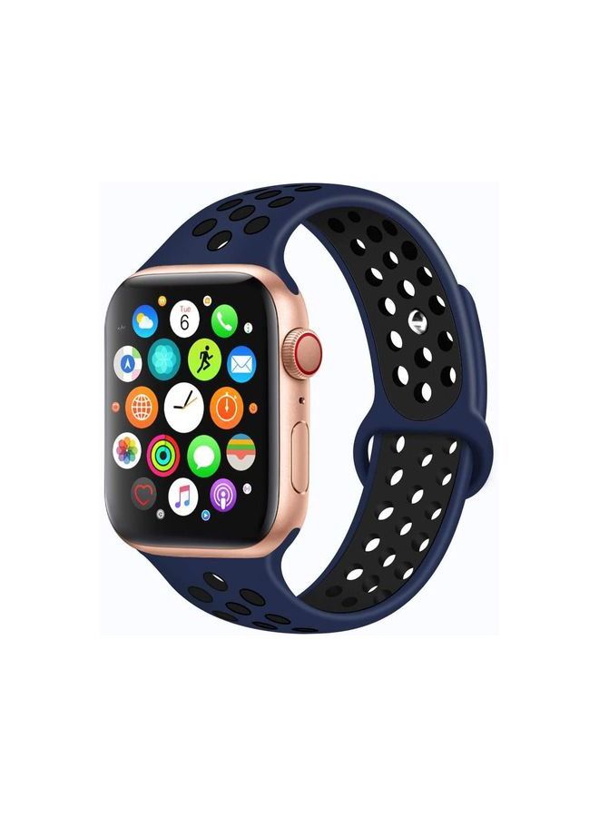 Soft Silicone Replacement Sports Strap For  Apple Watch Series 7 (45mm) - Blue/Black