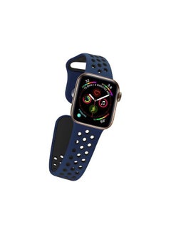 Generic Soft Silicone Replacement Sports Strap For  Apple Watch Series 7 (45mm) - Blue/Black  - Image 1
