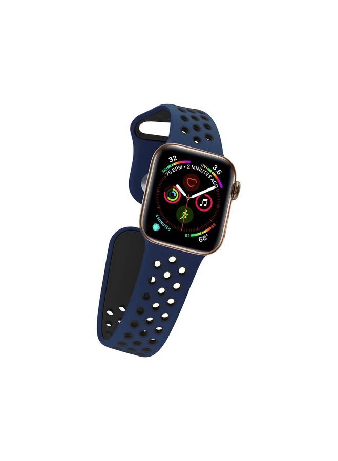 Soft Silicone Replacement Sports Strap For  Apple Watch Series 7 (45mm) - Blue/Black