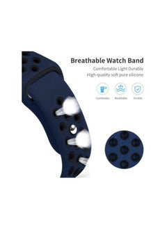 Generic Soft Silicone Replacement Sports Strap For  Apple Watch Series 7 (45mm) - Blue/Black  - Image 5