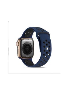 Generic Soft Silicone Replacement Sports Strap For  Apple Watch Series 7 (45mm) - Blue/Black  - Image 3