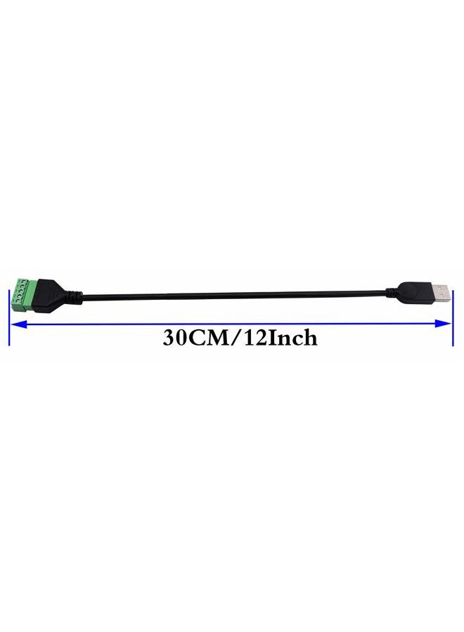 zdyCGTime USB 2.0 A Screw Terminal Block Connector Cable USB 2.0 A Male Plug to 5 Pin/Way Female Bolt Screw with Shield terminals Pluggable Type Adapter Connector Converter Cable（30CM/2Packs(Male) - Image 2