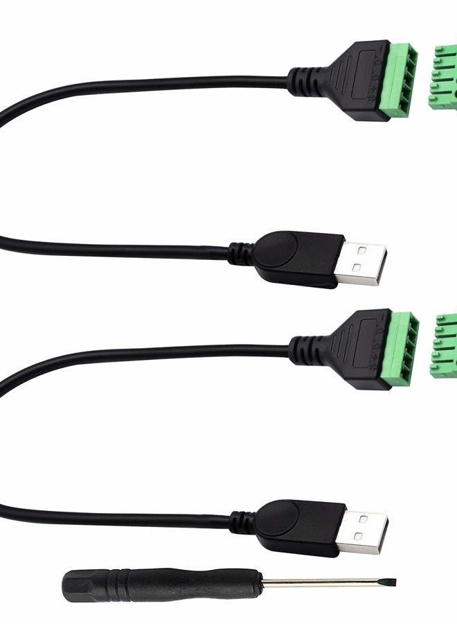 zdyCGTime USB 2.0 A Screw Terminal Block Connector Cable USB 2.0 A Male Plug to 5 Pin/Way Female Bolt Screw with Shield terminals Pluggable Type Adapter Connector Converter Cable（30CM/2Packs(Male) - Image 1