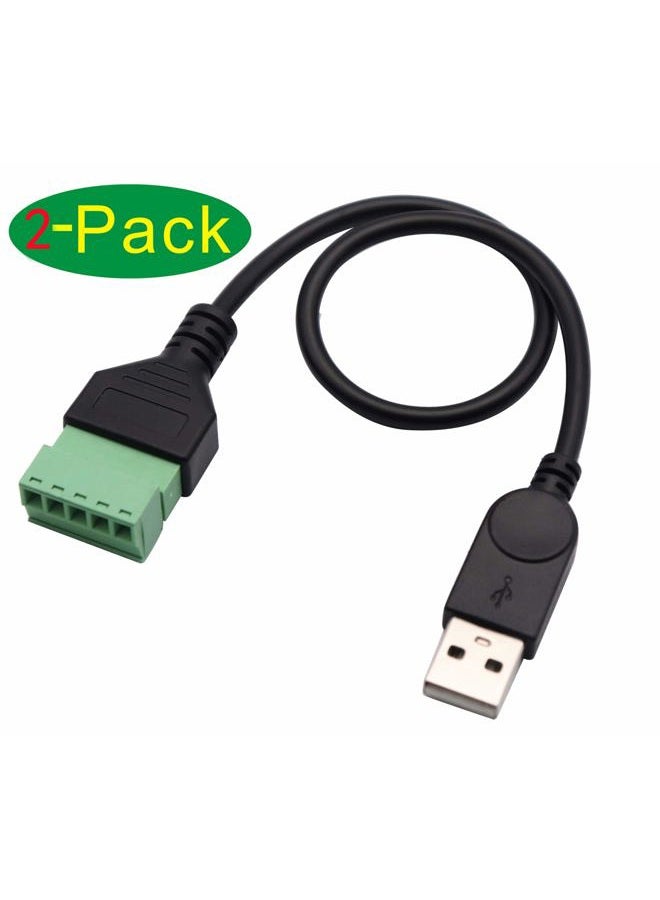 zdyCGTime USB 2.0 A Screw Terminal Block Connector Cable USB 2.0 A Male Plug to 5 Pin/Way Female Bolt Screw with Shield terminals Pluggable Type Adapter Connector Converter Cable（30CM/2Packs(Male) - Image 3