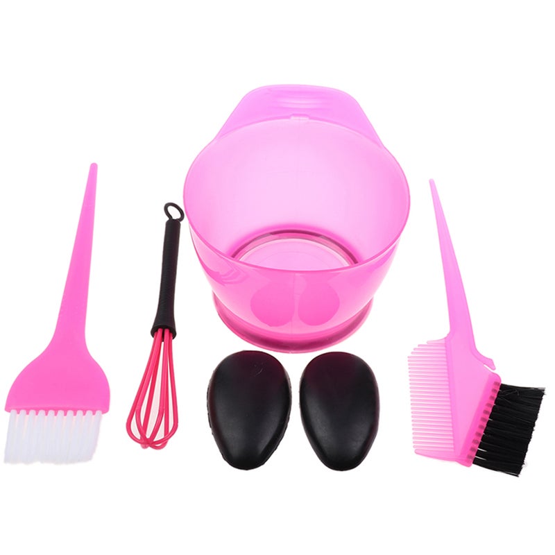 Hair Dye Kit: Pink 1 Coloring Bowl, 1 Nylon Wool Brush, 1 Comb, 1 Pair Ear Caps, 1 Mixer - Stiff Yet Flexible Bristles For Even Application, Hair Coloring Accessory Kit For DIY Home Dyeing, Salon Hair - Image 4